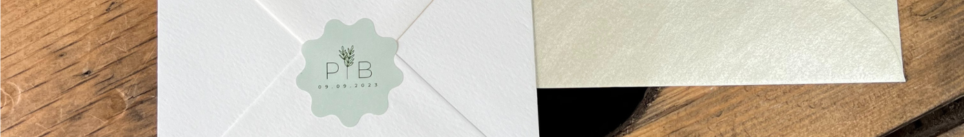 Custom shape wedding sticker on white envelop