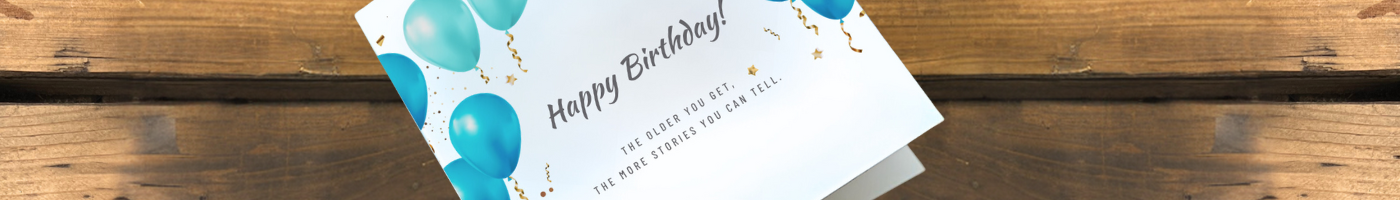 Celebration White Birthday Card on Wooden Table