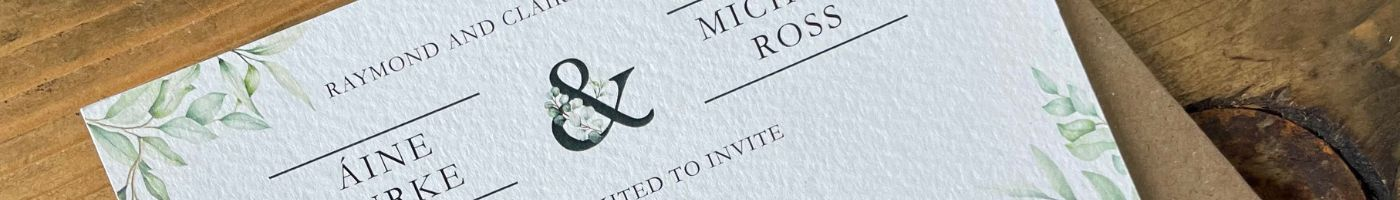 Wedding Invitation on Tintoretto paper with brown envelop