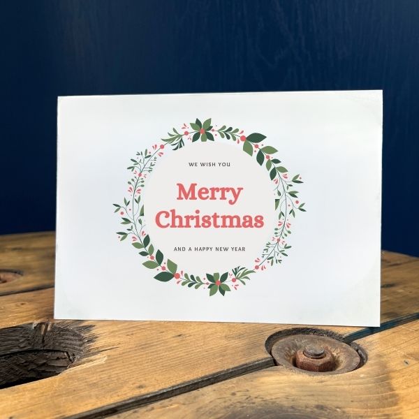 Christmas Cards with a wreath design.