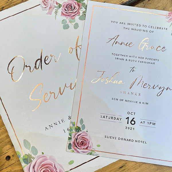 Rose-gold Foiling Wedding Order of Service