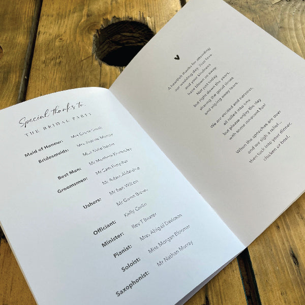 Inside of a wedding mass booklet