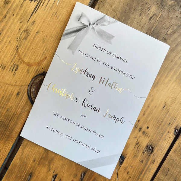 Silver Foiling Wedding Order of Service