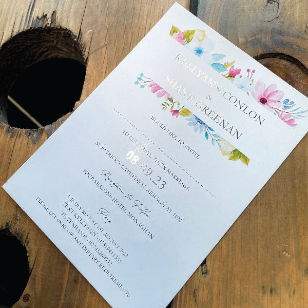 Gold Foiling Wedding invitation, printed on 350g Silk Premium Card
