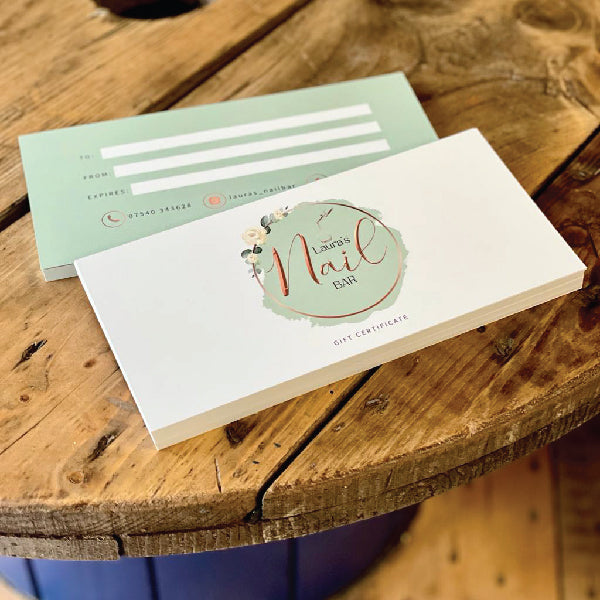 Double Sided DL Gift Vouchers, for Laura's Nail bar