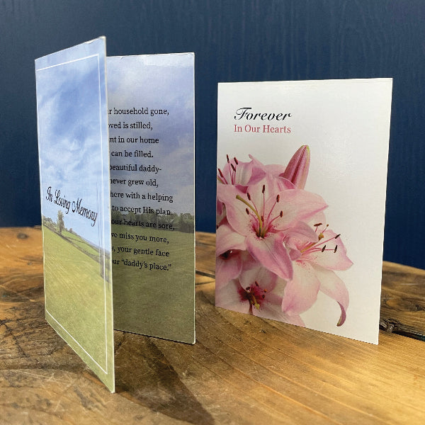 Folded Memorial Cards with a Gloss Lamination