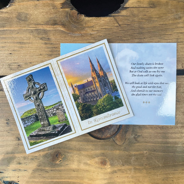 Folded Memorial Cards, with a gloss lamination.