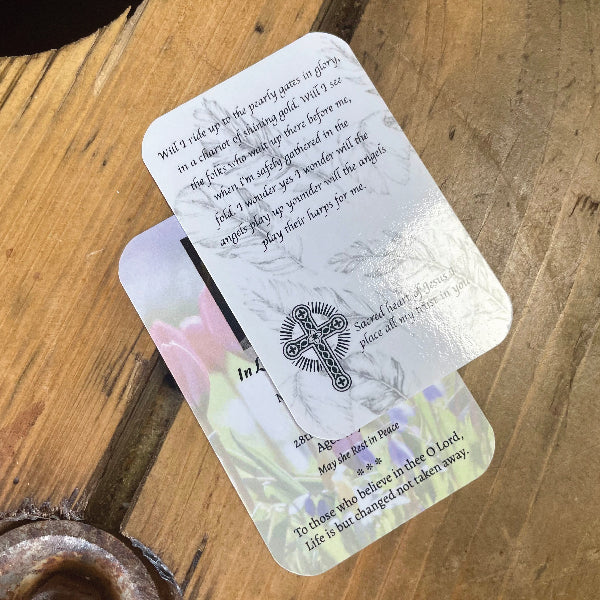Memorial Wallet Cards, with rounded corners and gloss Laminated