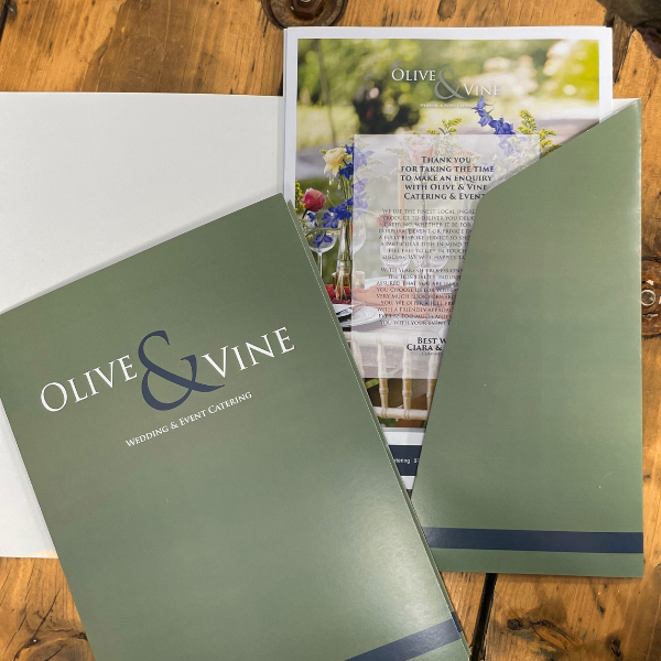 Olive and vine green inter locked folder with leaflets inside