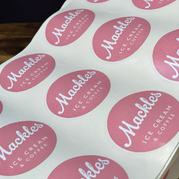 Pink Circle Stickers for Mackles Ice Cream & Coffee