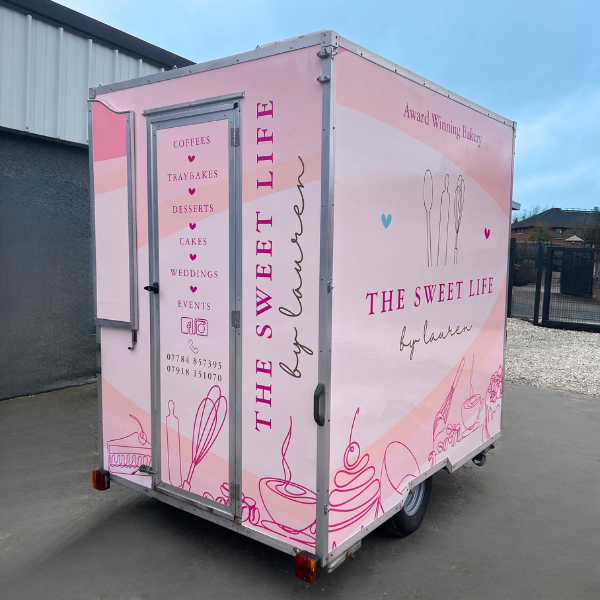 Pink wrap on a coffee cart