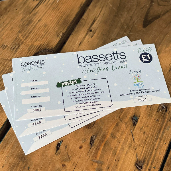 Numbered DL Tickets for a Christmas Raffle of Bassetts