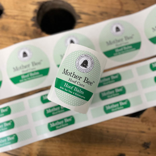 Large green circle sticker for Mother Bee Hoof Balm