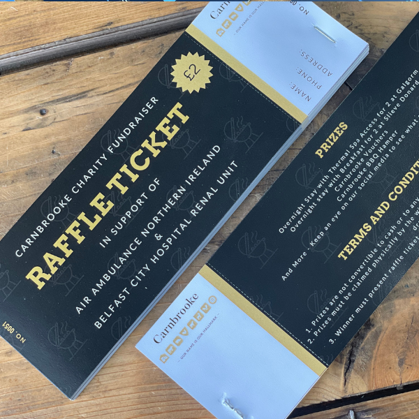 Raffle tickets with a perforated edge size DL