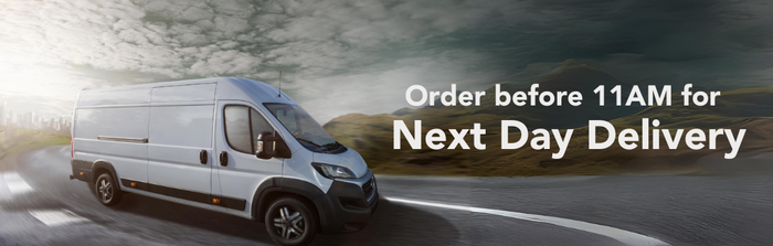 Next Day Delivery Van Driving on Road