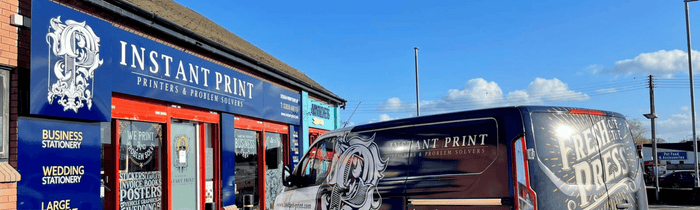 Instant Print NI Portadown with Instant Print Van Parked Outside