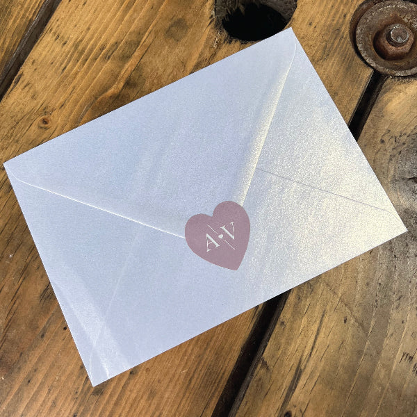 Love Heart Shape Sticker on Pearlised Envelop
