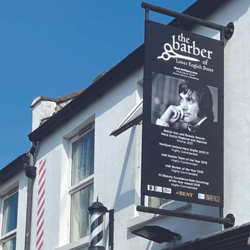 Projectile Shop Signage for The Barber in Armagh