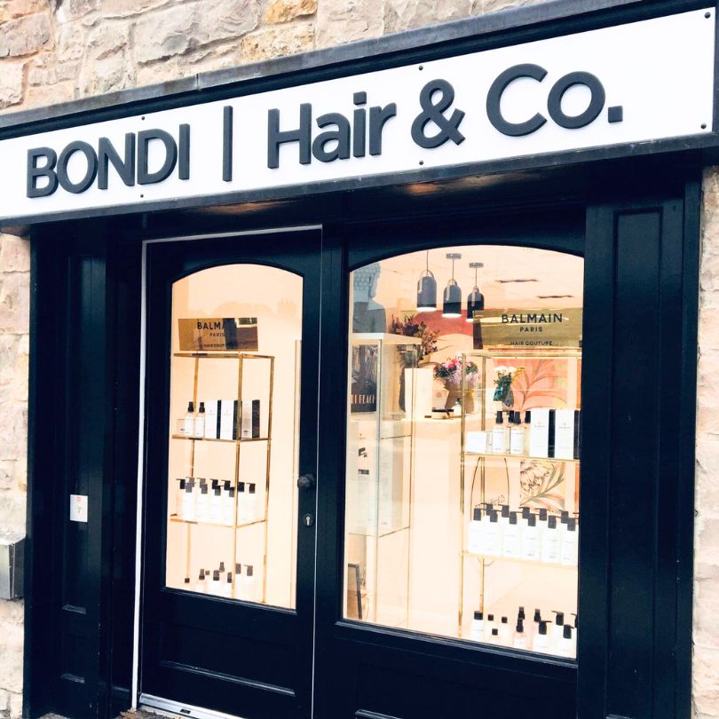 Shop Signage showing 3D letters for BONDI Hair & co