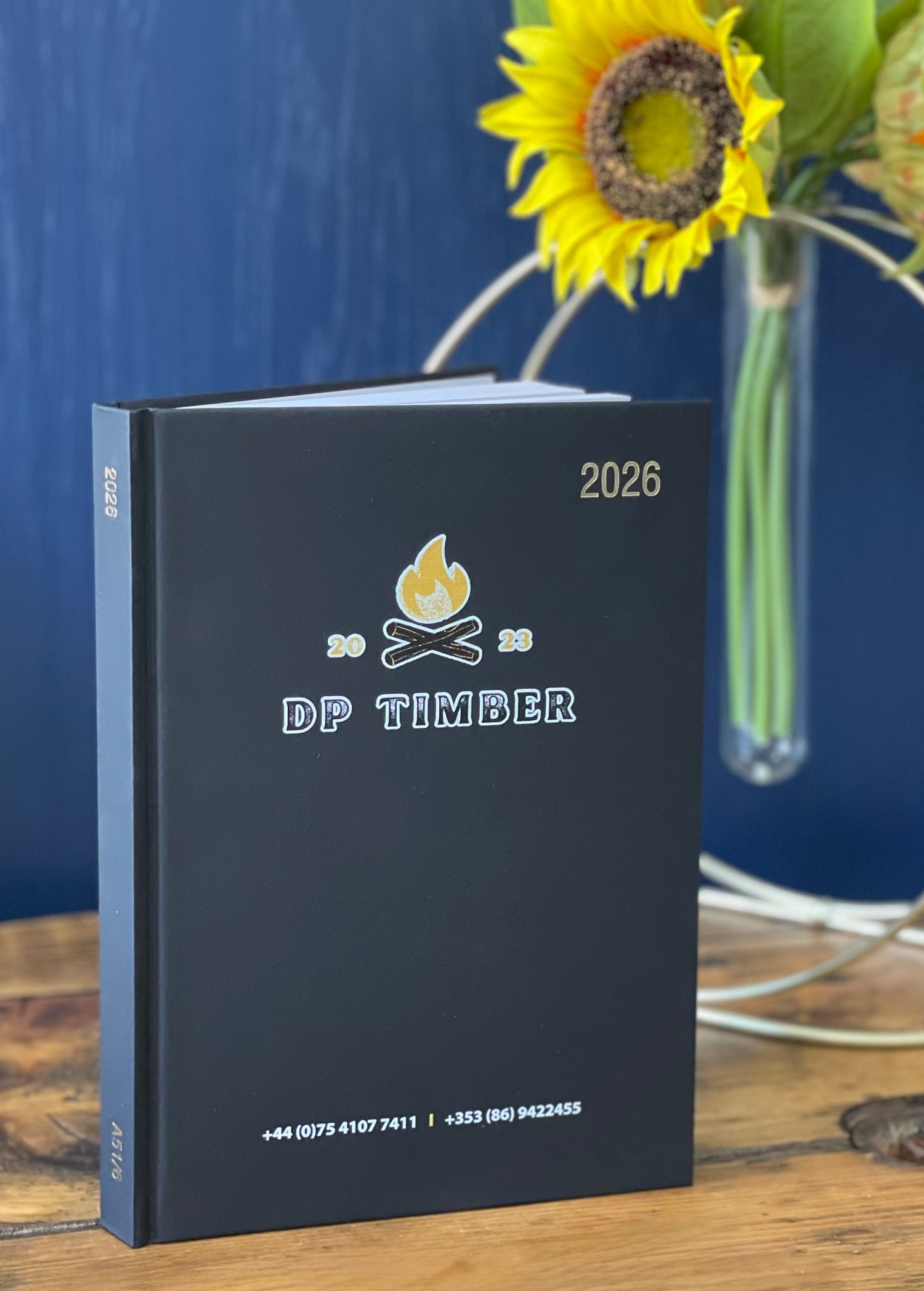 Black 2026 Diary with UV Printed logo for DP Timber