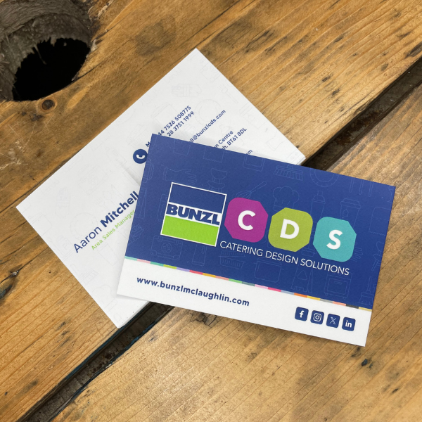 Matt laminated rectangle business card for Bunzl 