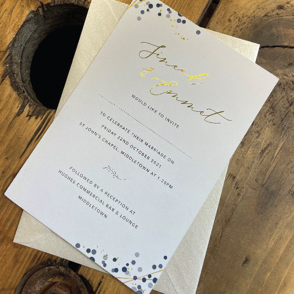 Gold Foiling Wedding invitation, printed on 350g Silk Premium Card