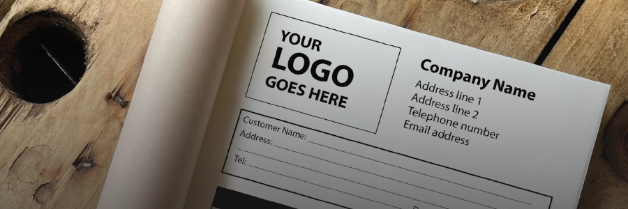 invoice book template on a wooden table