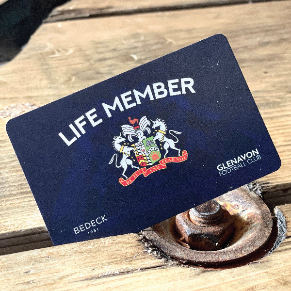 Life Member cards for Glenavon Football Club, UV printed on a plastic card