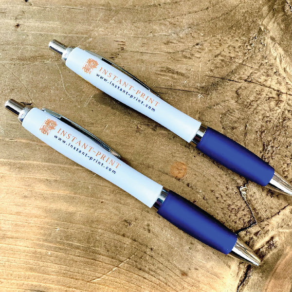 Pen with a Blue Tip, UV printed with Logo of Instant Print