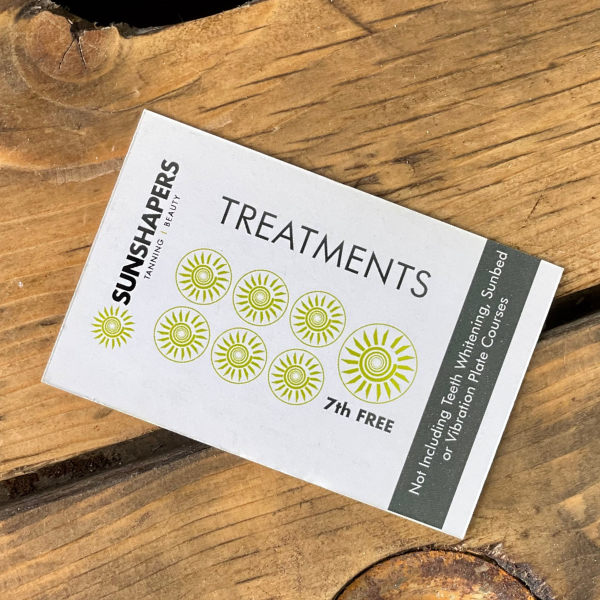 sunshaper loyalty card on wooden table