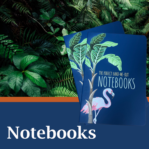 Trade Show Notebooks on jungle background