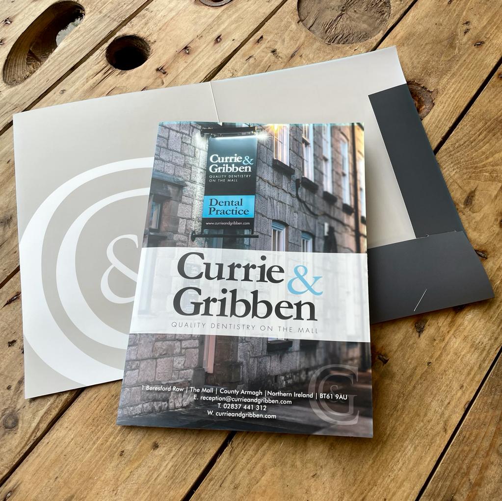 Presentation Folder for Currie & Gribben, with slits for Business Cards